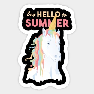 Hello Summer Unicorn Cream Sticker